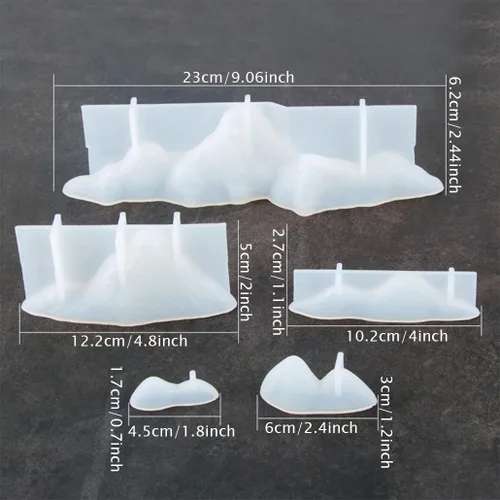 Miniatura 7 de 5 moldes de silicona de montaña, adornos de roca, molde de resina de roca, molde de fundición epoxi 3D, modelo de paisaje para pisapapeles, proyecto