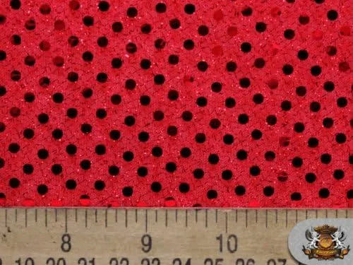 Miniatura 2 de Tela de lentejuelas de color rojo intenso con lunares pequeños, 42 pulgadas de ancho, vendido por The Yard