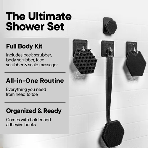 Miniatura 3 de TOOLETRIES The Scrub King - Juego de ducha de silicona para hombres y mujeres, juego de baño exfoliante higiénico de silicona con limpiador