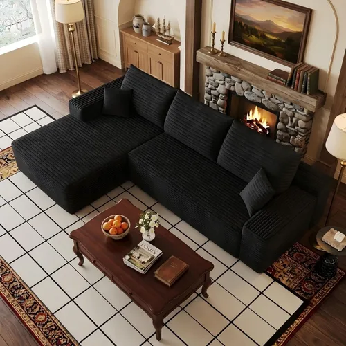 Sofá modular Cloud de 107 pulgadas, sofá modular en forma de L con diván de gran tamaño orientado hacia la izquierda, sofá de pana de asiento