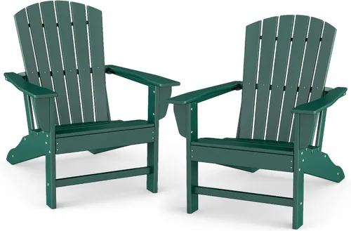 Miniatura 20 de BRIOPAWS - Juego de 2 sillas Adirondack Tamaño grande Silla para hoguera Plástico HDPE Para todo tipo de clima para terraza, al aire gris