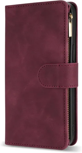 Miniatura 4 de ZZXX Funda para Samsung Galaxy S22 Plus con ranura para tarjeta, piel sintética suave de alta calidad, con cremallera, con correa para la muñeca