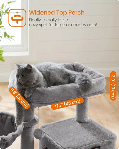 Miniatura 4 de FEANDREA Árbol para gatos con postes de rascar cubiertos de sisal; torre para gatos, condominio para gatos