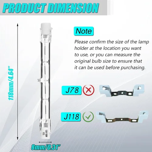 Miniatura 3 de R7S - Bombillas halógenas T3 de 3.071 in, 120 V, 100 W, 2700 K, luz blanca cálida, regulables, bombillas de doble extremo para trabajo, luces