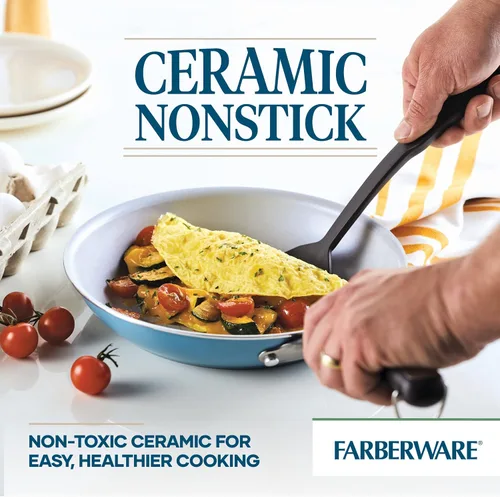 Miniatura 4 de Sartén antiadherente de cerámica EcoAdvantage de Farberware, 10 pulgadas, Aqua Aguamarina