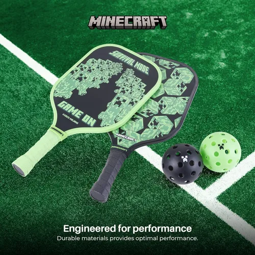 Miniatura 7 de Voyager - Juego de pickleball de Minecraft, incluye 2 paletas, 4 bolas duraderas y bolsa de transporte, juego al aire libre de 7 piezas para niños