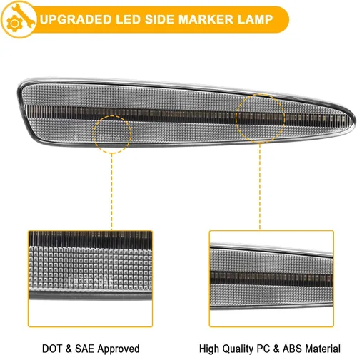 Miniatura 4 de R&F Auto 4 luces LED de posición laterales compatibles con Corvette C6 (2005-2013)/Z06/ZR1/Grand Sport/Z06 carbón ámbar rojo LED sidemarker lámparas