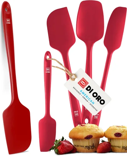 Miniatura 16 de DI ORO Juego de espátulas de silicona – Espátulas de cocina de goma para hornear, cocinar y mezclar – Resistente al calor a 600 °F y libre de BPA