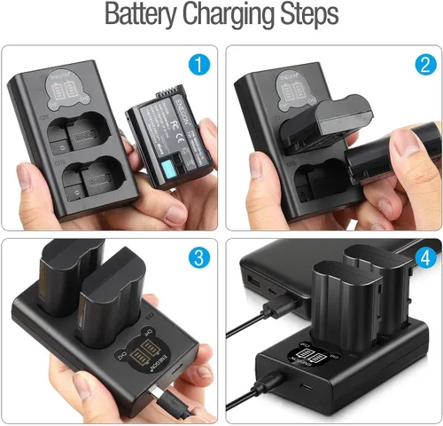 Miniatura 7 de ENEGON Baterías EN-EL15C (paquete de 2) y kit de cargador dual LED inteligente para Nikon ZF Z6, Z7 Z8 D7500 D7000, D7100, D7200 D500, D600, D610