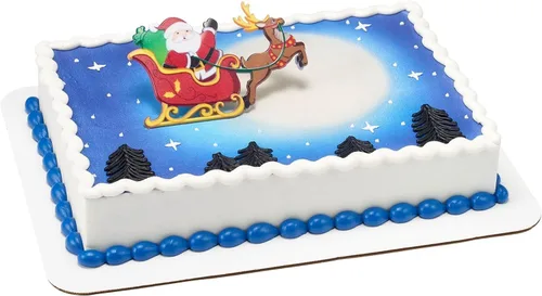 Miniatura 7 de DecoPac Decoración de pastel de Papá Noel en trineo, adorno para pastel de Navidad, Layon festivo con Papá Noel y renos, paquete de 24