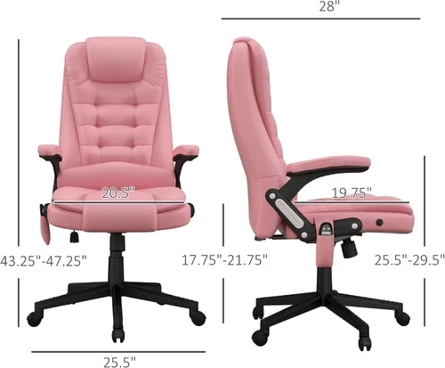 Miniatura 3 de HOMCOM, silla de oficina ejecutiva, ergonómica, piel sintética, con calor, masaje vibratorio., Cuero, Crema