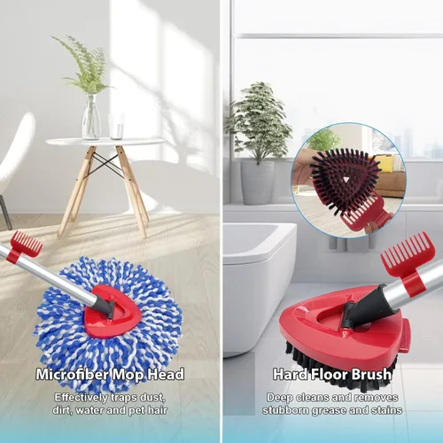 Miniatura 7 de Paquete de 2 cabezales giratorios de repuesto compatibles con O Cedar RinseClean 2 tanques, cepillo de fregado mejorado, mango de trapeador de 4