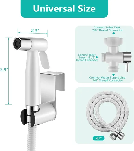 Miniatura 7 de BARROCK Pulverizador de bidé de mano para inodoro, kit de pulverización de pañales de tela para bebé hecho de metal de acero inoxidable, conjunto