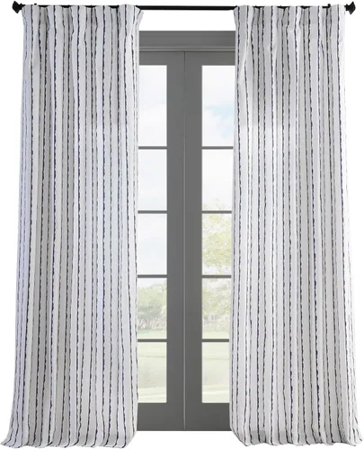Miniatura 12 de HPD Half Price Drapes Cortinas abstractas con estampado a rayas de 108 pulgadas de largo, cortinas de algodón de lujo (1 panel), cortinas