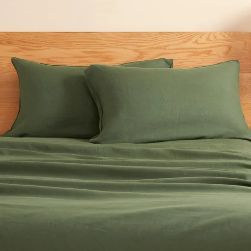 Miniatura 17 de DAPU - Fundas de almohada de lino puro (1 par), tejido de lino natural francés 100% (Queen, blanco)