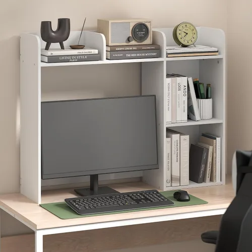 Miniatura 10 de Furinno Estante de escritorio clásico, gabinete de escritorio de 5 estantes, estante para libros, organizador de escritorio de 3 niveles