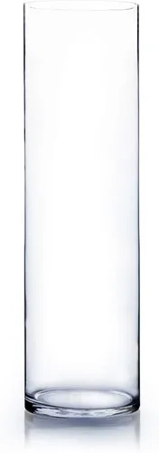 Miniatura 11 de WGV - Jarrón cilíndrico alto de vidrio, ancho abierto de 6 pulgadas, altura de 31 pulgadas, recipiente floral grande transparente, maceta, centros