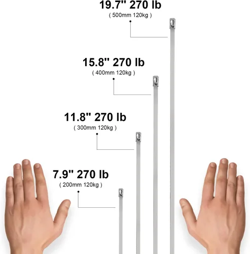 Miniatura 7 de OFFO Bridas de Cremallera Metálicas de 11.8 pulgadas para Cercas de Eslabones de Cadena Premium de Servicio Pesado de Acero Inoxidable Alambre