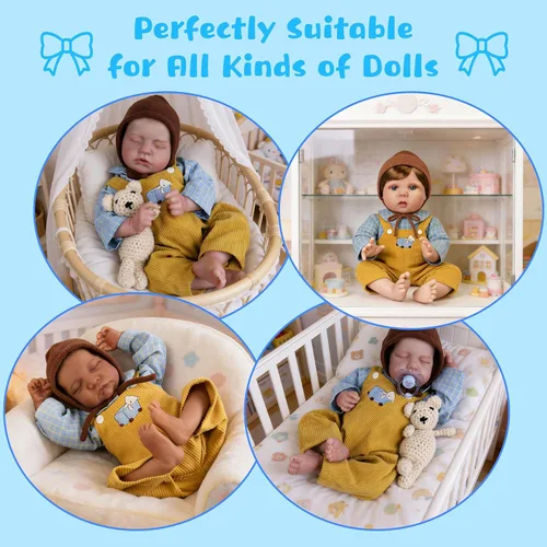 Miniatura 7 de EKOKIZ Ropa de muñecas Reborn para bebé, ropa de bebé niño perfectamente lindos, trajes de muñecas recién nacidas de 17 a 20 pulgadas, accesorios