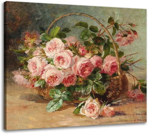 Miniatura 22 de Cuadro de flores para sala de estar, arte de pared floral azul y blanco sobre lienzo con detalles dorados para decoración de dormitorio gris, 32 x