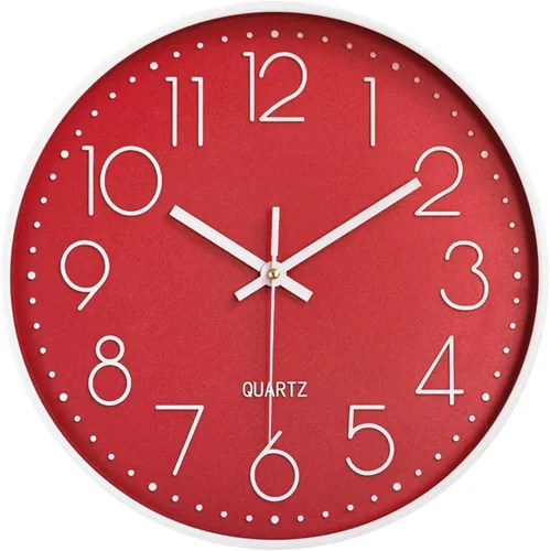 Miniatura 9 de Reloj de pared de 12 pulgadas, silencioso, de cuarzo, funciona con pilas, para el hogar, cocina, oficina, escuela, sala de estar, decoración