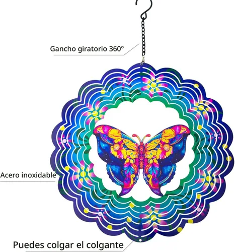 Miniatura 7 de Molinillos de viento de metal de mariposa – Regalos de mariposa para mujeres, mamá, abuela, esposa, Molinillo de viento colgante para decoración