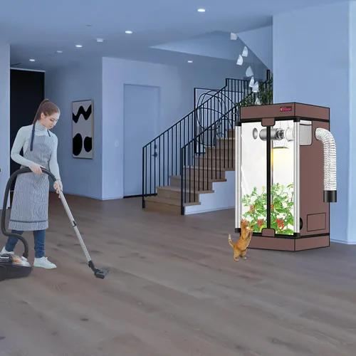 Miniatura 8 de ATOUR - Tienda de cultivo hidropónica pequeña, 24 x 16 x 24 pulgadas, Mylar 1680D de alta reflectancia, tienda de cultivo hidropónica, tienda