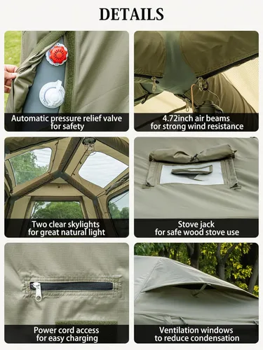 Miniatura 5 de MC TOMOUNT Inflatable Tents for Camping, 6/8/10 Person Large Family Blow Up Camping Tent with Hand Pump, Easy Setup Air Glamping Tent for Outdoor
