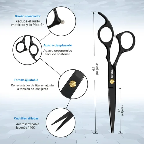 Miniatura 2 de Sirabe Juego de 10 tijeras de corte de cabello, kit profesional de tijeras de corte de pelo con tijeras de corte, tijeras de adelgazamiento, peine