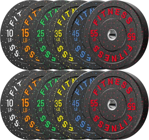 Miniatura 63 de Discos de peso olímpicos de 2 pulgadas y caucho para barras, discos para gimnasio en casa, entrenamiento de fuerza y levantamiento de pesas, 10 a