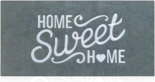 Miniatura 22 de Alfombra de bienvenida para puerta para interiores y exteriores, con parte trasera de goma antideslizante, “Home Sweet Home”, absorbe el barro