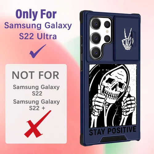 Miniatura 2 de Funermei para Samsung Galaxy S22 Ultra Funda - Funda de Teléfono con Calavera Bonita Esqueleto para Mujeres Niños Niñas Diseño Divertido Gótico Como