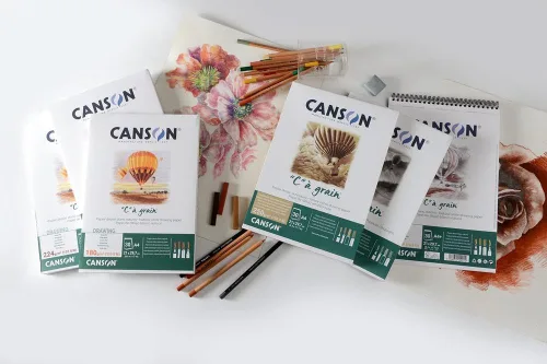 Miniatura 3 de Canson C à Grain A3 - Bloc de papel blanco para dibujo y boceto, 30 hojas, textura de grano fino, pegado en un lado corto, ideal para artistas