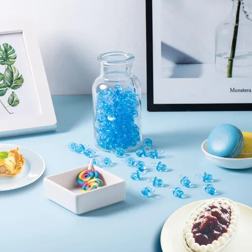 Miniatura 4 de 150 mini chupones acrílicos para juego de baby shower, chupones a granel de 0.86 pulgadas para revelación de género, recuerdos de fiesta, decoración