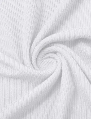 Miniatura 3 de POPZONE - Camisa de manga larga con cuello alto falso, ajustada, de punto acanalado