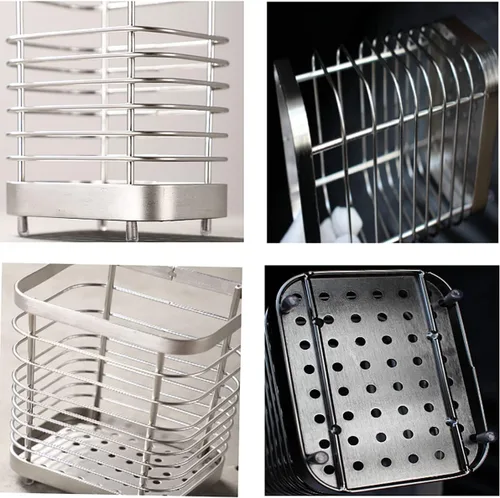 Miniatura 4 de Soporte para utensilios, estante de secado de utensilios de acero inoxidable, soporte de utensilios de alambre para encimera de cocina, cubiertos