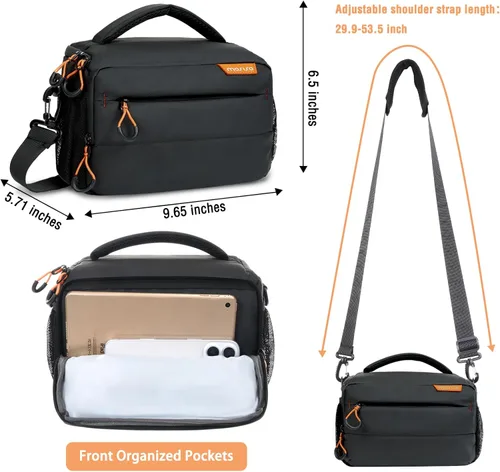 Miniatura 5 de MOSISO Bolsa pequeña para cámara para fotógrafos, bolsas compactas para cámara al hombro para cámaras DSLR/SLR/sin espejo, bolsa de fotografía Negro