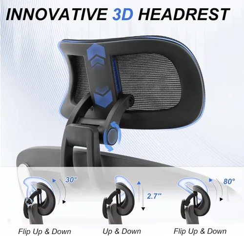 Miniatura 4 de Silla de oficina ergonómica de 750 libras, sillas de oficina grandes y altas mejoradas para personas pesadas, silla de escritorio de malla con Negro