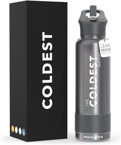 Miniatura 56 de Coldest - Botella para agua con tapa que incluye pajilla, térmica y metálica (acero inoxidable), para hombres y mujeres, color morado