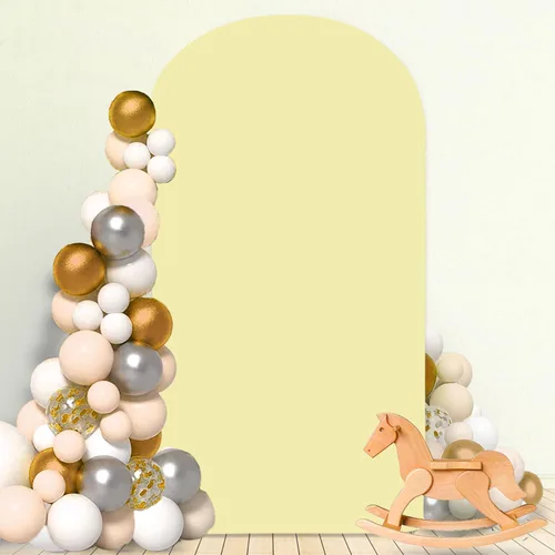 Miniatura 18 de MODFUNS Cubierta de Arco de Boda de 6 pies Beige de Spandex Cubiertas de Arco Chiara Cubierta de Telón de Fondo de Arco para Cubiertas de Arco Telón
