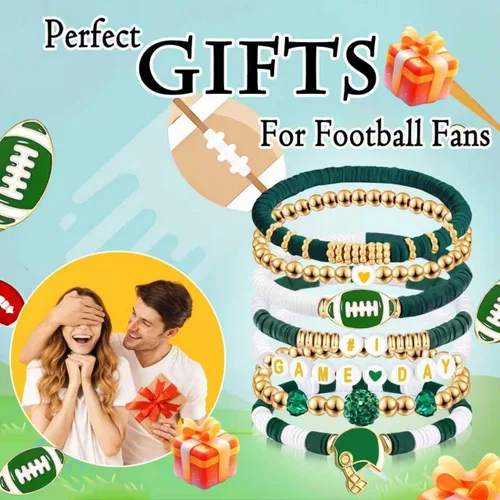 Miniatura 7 de Día del Juego #1 Pulsera de fútbol con cuentas elástica de cuentas para fútbol, papás, mamás, entrenadores, regalos para fanáticos
