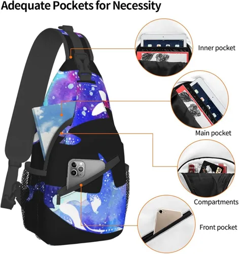 Miniatura 4 de LYNSAY Orca Killer Whale - Bolso cruzado en el pecho, bolso casual con correa, mochila de viaje ligera para hombres y mujeres para adultos