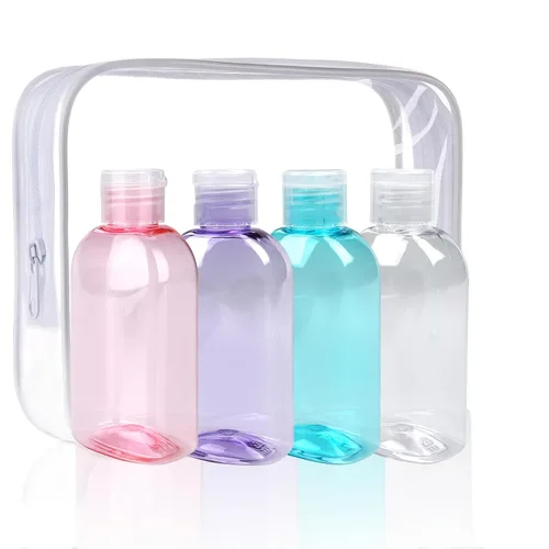 Miniatura 8 de Cosywell Kit de viaje de botellas exprimibles a prueba de fugas – 4 piezas de 3.4 onzas aprobadas por la TSA para champú, acondicionador y artículos