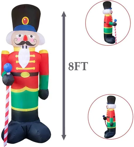 Miniatura 4 de Paquete de 2 soldados cascanueces de 8 pies para decoración de porche inflable de Navidad para decoración al aire libre, patio, jardín, césped