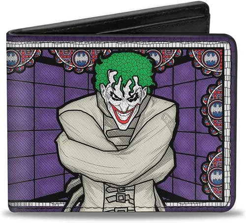 Buckle-Down - Chaqueta de malla con hebilla para hombre, diseño de Joker con logotipo de murciélago, color morado, rojo, azul, blanco, multicolor,