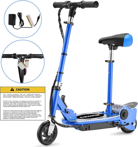 Miniatura 9 de Patinete eléctrico con asiento, altura ajustable para niños de 8 a 12 años, hasta 10 mph y carga máxima de 155 libras, asiento extraíble, 2 estilos