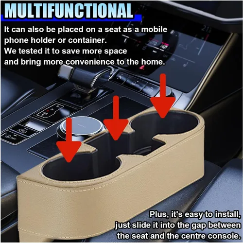 Miniatura 6 de ZIMISI Organizador de Espacio para Copas de Coche, Organizador de Consola Frontal de Cuero PU para Auto, Organizador Multifuncional para Copas