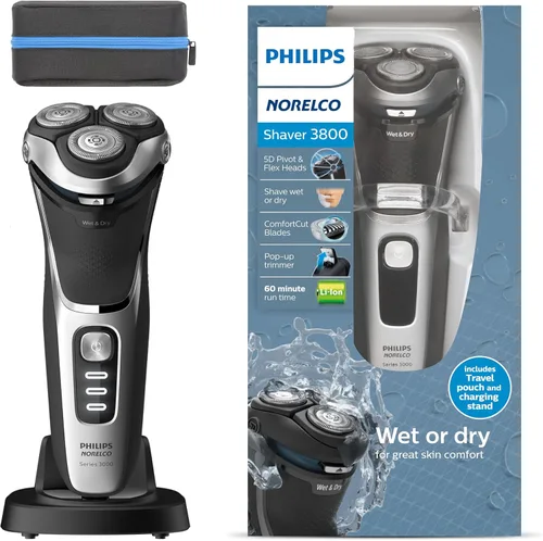 Miniatura 13 de Philips Norelco Shaver 3600 Series, afeitadora eléctrica en seco y húmedo, P-Cap, estuche de viaje, azul tormenta, modelo S3243/91