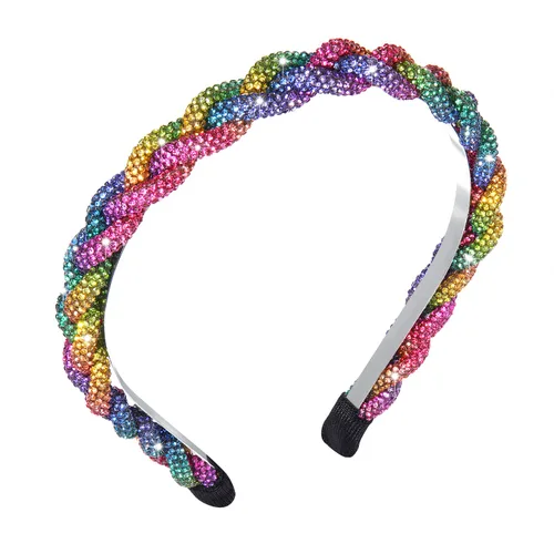 Diademas de diamantes de imitación brillantes con diseño de rayas de arco iris, accesorios para el cabello para mujeres, niñas, hermanas