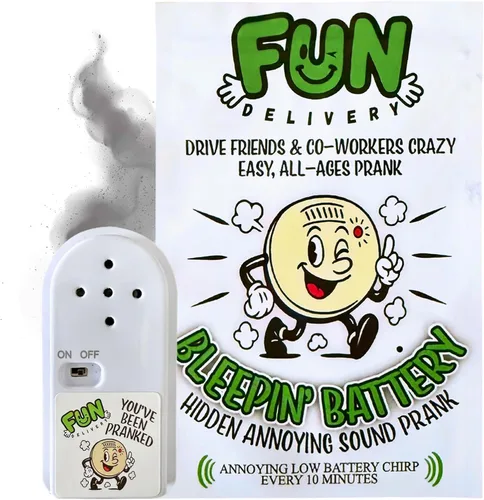 FUN delivery: Bleepin' Batería Oculta Molesto Humo Alarma Pitido Broma Broma Sonido Mordaza
